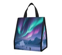CHYDANY Aurora Ice Fields, borsa per la spesa, isolata e più fresca, pieghevole e riutilizzabile, borsa per il pranzo per generi alimentari, lavoro, feste, viaggi, picnic, 26,9 cm di altezza x 25,9 cm