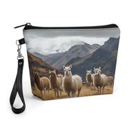 CHYDANY Beauty case con lama nelle Ande, in pelle PU, astuccio per trucchi con manico e cerniera, borsa per cosmetici, per mamma, amici e donne, 21 x 6,6 x 14 cm