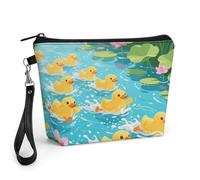 CHYDANY Borsa per il trucco con paperelle che competono nel nuoto, in pelle PU, astuccio per trucchi con manico e cerniera, borsa per cosmetici, per mamma, amici e donne, 22 x 6,6 x 14 cm