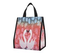 CHYDANY Borsa per la spesa a forma di cigno e cuore, isolata e fresca, borsa tote bag pieghevole e riutilizzabile, borsa per il pranzo per generi alimentari, lavoro, feste, viaggi, picnic, 26,9 cm H x
