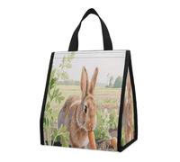 CHYDANY Borsa per la spesa a forma di coniglio, isolata e fresca, borsa da tote, pieghevole e riutilizzabile, borsa per il pranzo per generi alimentari, lavoro, feste, viaggi, picnic, 26,9 cm di