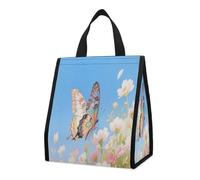 CHYDANY Borsa per la spesa a forma di farfalla, isolata e fresca, pieghevole e riutilizzabile, borsa per il pranzo per generi alimentari, lavoro, feste, viaggi, picnic, 26,9 cm di altezza x 25,9 cm di