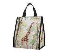 CHYDANY Borsa per la spesa a forma di giraffa, isolata e fresca, pieghevole e riutilizzabile, borsa per il pranzo per generi alimentari, lavoro, feste, viaggi, picnic, 26,9 cm di altezza x 25,9 cm di