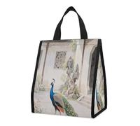CHYDANY Borsa per la spesa a forma di pavone, isolata e più fresca, pieghevole e riutilizzabile, borsa per il pranzo per generi alimentari, lavoro, feste, viaggi, picnic, 26,9 cm di altezza x 25,9 cm