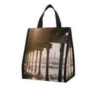 CHYDANY Borsa per la spesa "Afternoon at the Beach", isolata e fresca, pieghevole e riutilizzabile, borsa per il pranzo per generi alimentari, lavoro, feste, viaggi, picnic, 26,9 cm di altezza x 25,9