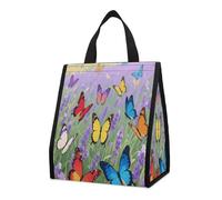CHYDANY Borsa per la spesa colorata a forma di farfalla, isolata e fresca, pieghevole e riutilizzabile, borsa per il pranzo per generi alimentari, lavoro, feste, viaggi, picnic, 26,9 cm di altezza x