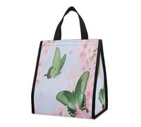 CHYDANY Borsa per la spesa con farfalla verde volante, isolata e fresca, borsa tote bag pieghevole e riutilizzabile, borsa per il pranzo per generi alimentari, lavoro, feste, viaggi, picnic, 26,9 cm H