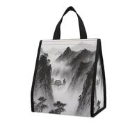 CHYDANY Borsa per la spesa con tempio antico in nebbia, isolata e più fresca, borsa tote pieghevole e riutilizzabile, borsa per il pranzo per generi alimentari, lavoro, feste, viaggi, picnic, 26,9 cm