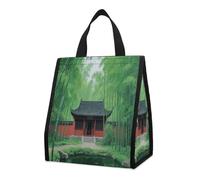 CHYDANY Borsa per la spesa con tempio antico nella foresta di bambù, isolata e più fresca, borsa tote pieghevole e riutilizzabile, borsa per il pranzo per generi alimentari, lavoro, feste, viaggi