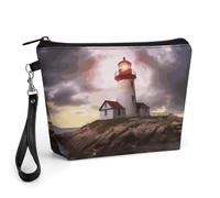 CHYDANY Borsa per trucchi con faro, in pelle PU, astuccio per trucchi con manico e cerniera, borsa per cosmetici, per mamma, amici e donne, 22 x 6,6 x 14 cm