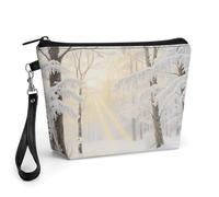 CHYDANY Forest Rime - Trousse per trucchi, in pelle PU, con manico e cerniera, borsa per cosmetici, per mamma, amici e donne, 22 x 6,6 x 14 cm