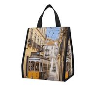 CHYDANY Lisbon Tram Borsa della spesa, isolata e fresca, borsa tote bag pieghevole e riutilizzabile, borsa per il pranzo per generi alimentari, lavoro, feste, viaggi, picnic, 26,9 cm H x 25,9 cm L x