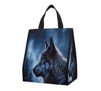 CHYDANY Lonely Wolf - Borsa per la spesa, isolata e fresca, pieghevole e riutilizzabile, borsa per il pranzo per generi alimentari, lavoro, feste, viaggi, picnic, 26,9 x 25,9 x 16 cm