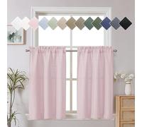 Chyhomenyc Bennet - Tende da cucina a 2 pannelli, lunghezza 61 cm, in finto lino, piccole tende per bar, filtrano la luce, per bagno, cantina, 76 x 61 cm