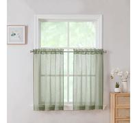 Chyhomenyc Dianna, Tende da cucina velate verde salvia, 61 cm di lunghezza, in finto lino, testurizzate, morbide, leggere, corte, corte, per casa colonica, bagno, camera da letto, piccole finestre,