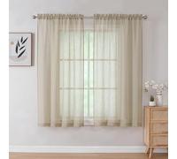 Chyhomenyc Dianna - Tende trasparenti in lino, lunghezza 114 cm, 2 pannelli, in finto lino, morbide, traspiranti, con tasca per asta, per soggiorno, camera da letto, cucina, 76 x 114 cm