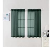 Chyhomenyc Hunter Green - Tende trasparenti lunghe 114 cm, 2 pannelli, tende corte in voile per sala da pranzo, piccole finestre, bagno, soggiorno, camera da letto, tasca per asta, 106 x 114 cm