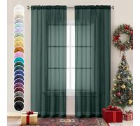 Chyhomenyc Hunter - Tende trasparenti verdi 213,4 cm di lunghezza, 2 pannelli, con tasca per asta filtrante per la luce, in voile color smeraldo, per soggiorno e camera da letto, 2 pezzi, ciascuno 42