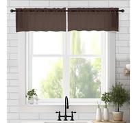 Chyhomenyc Mantovana trasparente per finestre, 2 pezzi, 107 x 35,6 cm (larghezza x lunghezza), colore marrone, piccola mantovana per soggiorno, bagno, caffetteria, lavanderia, cantina, elegante