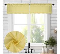 Chyhomenyc Mantovane trasparenti per finestre, colore giallo senape, piccole tende da cucina, con parte superiore corta, decorazione per soggiorno, bagno, cantina, 106 x 35 cm, confezione da 2