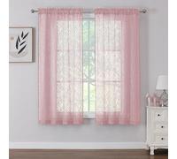 Chyhomenyc Marilyn - Tende velate rosa cipria, lunghezza 160 cm, 2 pannelli, in morbido voile arioso e arioso, con clip a foglia, per camera da letto, soggiorno, finestra, 96 x 160 cm