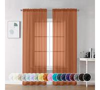 Chyhomenyc Orange Sheer Curtains 84 Inch Length 2 Panels, Light Filtering Soft Airy Voile Rod Pocket Sheer Window Drapes for Bedroom Living Room, Each 42Wx84L Inches