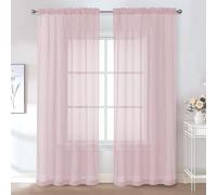 Chyhomenyc Set di 2 tende trasparenti in voile semitrasparente, con tasca per asta, per camera da letto, baldacchino, soggiorno, 106 x 213 cm (larghezza x lunghezza), 2 pezzi, rosa cipria