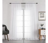 Chyhomenyc Set di 2 tende velate bianche, lunghezza 274 cm, extra lunghe, filtraggio della luce, tende per finestre in voile tinta unita, per soggiorno, feste, cerimonie, 107 x 278 cm, lunghezza 2,5