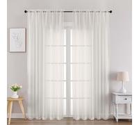 Chyhomenyc Set di 2 tende velate color avorio, lunghe 213 cm, 2 pannelli, in voile, con filtro della luce, per camera da letto e soggiorno, 106 x 213 cm (larghezza x lunghezza), colore: avorio, set da