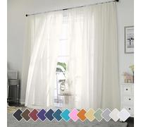 Chyhomenyc Set di 2 tende velate color avorio, lunghezza 248 cm, eleganti tende in voile filtranti per finestre per soggiorno e camera da letto, 106 x 248 cm (larghezza x lunghezza), set da 2, avorio