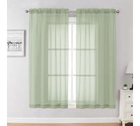 Chyhomenyc Set di 2 tende velate verde chiaro, lunghe 160 cm, con filtro della luce per camera da letto, in morbido voile arioso, con tasca per asta, 107 x 160 cm, 2 pezzi