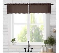 Chyhomenyc Sheer Valances for Windows 2 Pieces 42Wx14L Inches Brown Small Window Valance for Living Room Bathroom Cafe Laundry Basement Elegant Choc