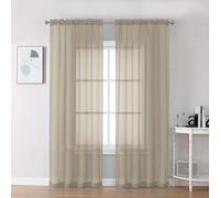 Chyhomenyc Taupe Sheer Curtains 84 Inches Long 2 Panels Set- Light Filtering Curtains for Bedroom, Soft Airy Voile Rod Pocket Living Room Window Drapes, 42Wx84L Inches, 2 PCS