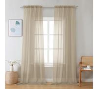 Chyhomenyc Taupe Sheer Curtains 96 inches Long 2 Panels, Light Filtering Soft Airy Solid Elegant Voile Window Treatment Drapes for Bedroom Living Room Wedding Party Decor, 42 Wx96 L, 8FT L