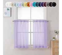 Chyhomenyc Tende a strati lilla velate lunghe 61 cm, piccole tende per finestre, trattamento per bagno, soggiorno, cantina, con tasca corta per asta, 106 x 61 cm, 2 pannelli