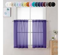 Chyhomenyc Tende a strati viola velate lunghe 61 cm, trattamento per finestre piccole per bagno, soggiorno, cantina, tasca corta per asta, pannelli da bar, 106 x 61 cm, 2 pannelli
