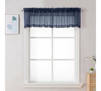 Chyhomenyc Tende mantovane trasparenti per finestre, mantovane filtranti la luce, piccole tasche per asta, tende trasparenti in voile per soggiorno/bagno/cantina, blu navy, 2 pezzi