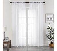 Chyhomenyc Tende trasparenti, 2 pannelli, eleganti tende in voile, filtrano la luce, per camera da letto e soggiorno, ciascuna misura 107 x 244 cm (larghezza x lunghezza), colore bianco