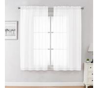 Chyhomenyc Tende trasparenti bianche lunghe 114 cm, 2 pannelli, tende corte in voile per sala da pranzo, piccole finestre, bagno, soggiorno, camera da letto, tasca per asta, 106 x 114 cm
