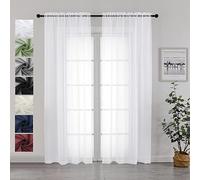 Chyhomenyc Tende trasparenti bianche, lunghe 213 cm, set di 2 pannelli, tende bianche filtranti per soggiorno, in morbido voile delicato, con tasca per asta, 106 x 213 cm, 2 pezzi