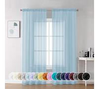 Chyhomenyc Tende trasparenti blu cielo, lunghezza 213 cm, 2 pannelli, in morbido voile arioso, con tasca per asta, per camera da letto e soggiorno, ognuna 106 x 213 cm