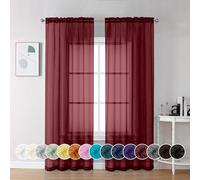 Chyhomenyc Tende trasparenti bordeaux, lunghe 213 cm, set di 2 pannelli, in voile con filtro della luce, per camera da letto e soggiorno, 106 x 213 cm, bordeaux, 2 pezzi