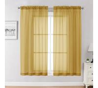 Chyhomenyc Tende trasparenti color oro, lunghezza 160 cm, 2 pannelli, tasca per asta, tende solide per finestre, eleganti per soggiorno e camera da letto, 2 pannelli (oro, 106,7 x 160 cm)