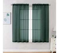 Chyhomenyc Tende trasparenti con tasca per asta, eleganti, per soggiorno e camera da letto, 2 pannelli da 107 x 160 cm (larghezza x lunghezza), in tinta unita, color verde foresta