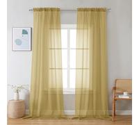 Chyhomenyc Tende trasparenti dorate, lunghe 243,8 cm, 2 pannelli, filtranti della luce, morbide, ariose, eleganti, in voile, per camera da letto, soggiorno, decorazione per feste di nozze, 107 x 244