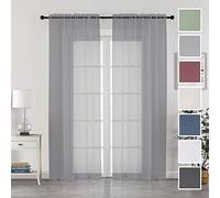 Chyhomenyc Tende trasparenti extra lunghe, 2 pezzi, 2 pezzi, con doppia tasca superiore in voile, morbide al tatto, tende per finestre, trattamento per camera dei bambini, camera da letto, soggiorno,