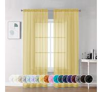 Chyhomenyc Tende trasparenti gialle 213 cm di lunghezza, 2 pannelli, in morbido voile arioso, con tasca per asta, per camera da letto e soggiorno, ognuna 106 x 213 cm