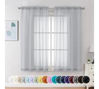 Chyhomenyc Tende trasparenti grigio chiaro, lunghezza 160 cm, 2 pannelli, con tasca per asta, filtranti la luce, tende per finestra, tende per camera da letto, ognuna 106 x 160 cm