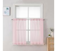 Chyhomenyc Tende trasparenti lunghe 61 cm, piccole tende per finestre per bagno, soggiorno, cantina, in voile, con tasca per asta, 106,7 x 61 cm (larghezza x lunghezza), 2 pezzi, rosa cipria
