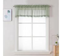 Chyhomenyc Tende trasparenti per finestre, 106 x 35 cm, 2 pezzi, mantovane filtranti la luce, piccole tasche per asta, tende trasparenti in voile per soggiorno, bagno, cantina, verde salvia